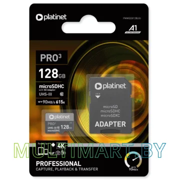Карта памяти Platinet PMMSDX128UIII 128GB (с адаптером) картинка 2